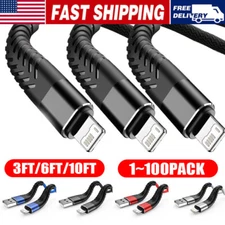 Braided Fast Charger Cable Heavy Duty USB lot Cord For iPhone 14 13 12 11 X XR 8