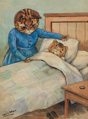 Louis William Wain: Bedtime 22x30 Archival Quality Fine Art Print