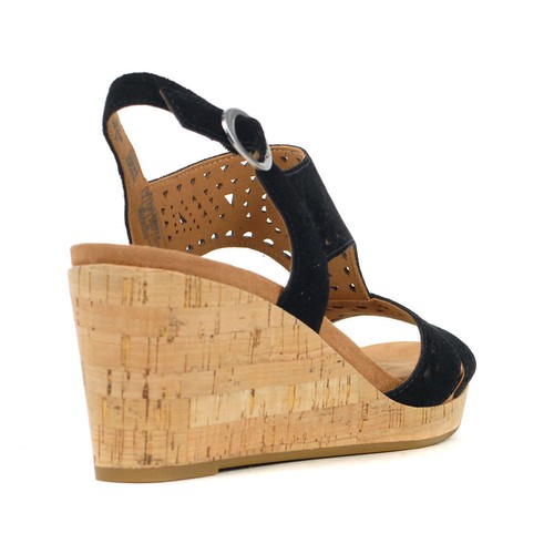Rockport Women's Belis Black Suede Wedge Sandals - Picture 3 of 4
