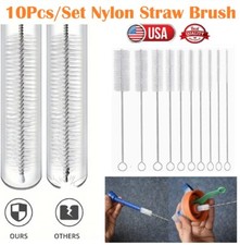 10Pcs/Set Nylon Straw Brush Cleaner Bottle Tube Pipe Small Long Cleaning Tool US