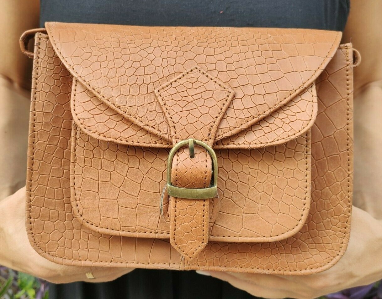 BORSA ELEGANTE TRACOLLA POCHETTE A MANO VERA PELLE CUOIO VINTAGE INDIA ETNIC 3L