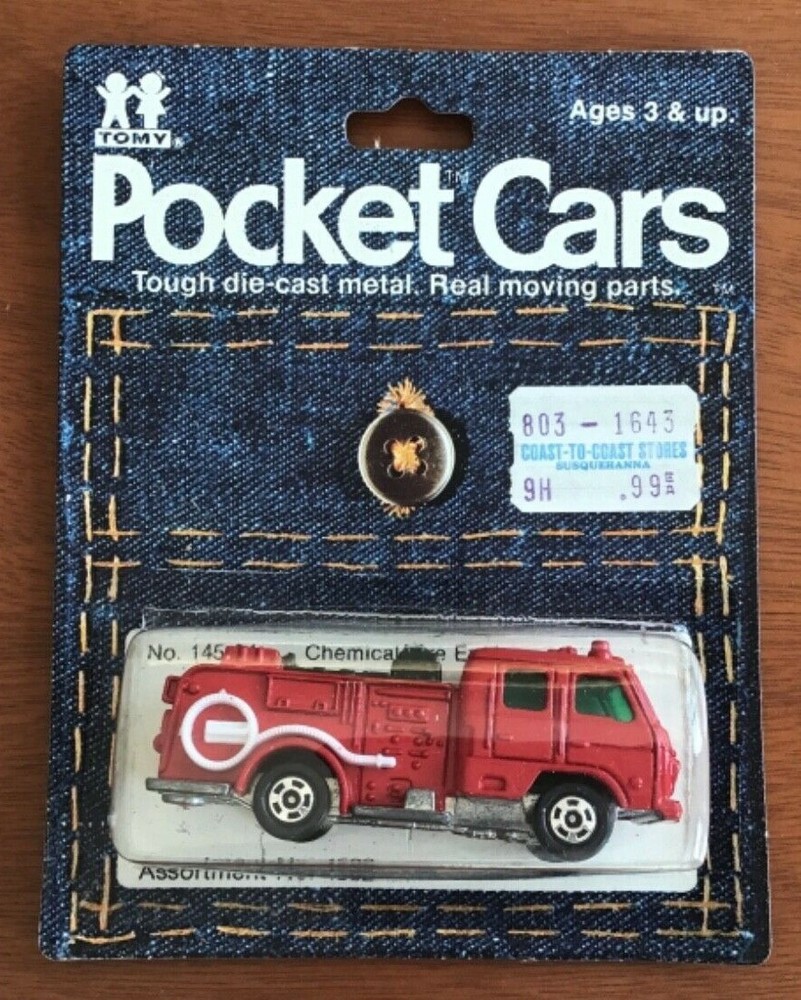 Vintage Tomy Pocket Cars Chemical Fire Engine No 145-94 Car 27 Retro Toy Vehicle