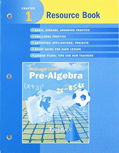 Pre Algebra Chapter 1 Resource Book 2005 Hardcover For Sale Online Ebay