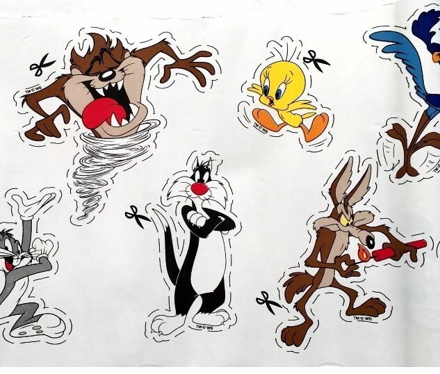 VTG LOONEY TUNES Bugs Bunny Tweety Marvin Wall Paper Border Set of 2 Cut Outs