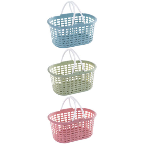  3 Pcs Portable Storage Basket Plastic Hamper Cleaning Supply - Afbeelding 1 van 12