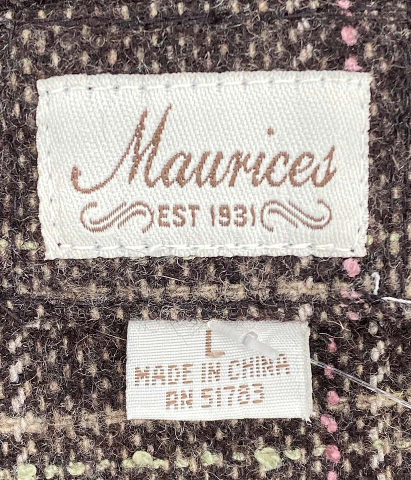 Blazer Maurices Vintage Marrón Mezcla de Lana a Cuadros 3 Botones Mujer’s Talla Grande Foto 3 de 4