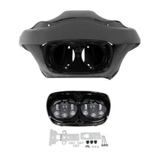 Matte Black Inne & Outer Fairings LED Headlight Fit For Harley Road Glide 98-13