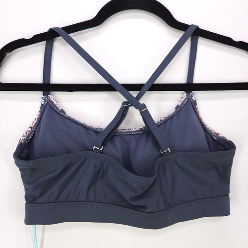 Kona Sol Boho Bikini Oberteil Damen klein grau Paisley Crossback gepolstert gefüttert - Bild 8 von 12