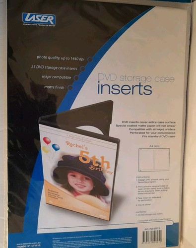 DVD Storage Case Covers Inserts Size A4 No. 25 Matte Inkjet AO Inserts Laser - Picture 3 of 13