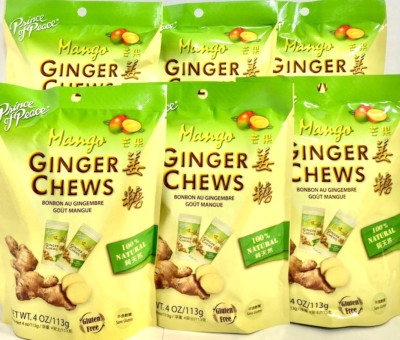 Prince of Peace Ginger Chews Candy with Mango 4oz ( Pack of 6)~06/18/2026