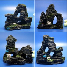 Lots 4 pcs Aquarium Ornament tree Rock Cave stone decoration house Bridge AK669
