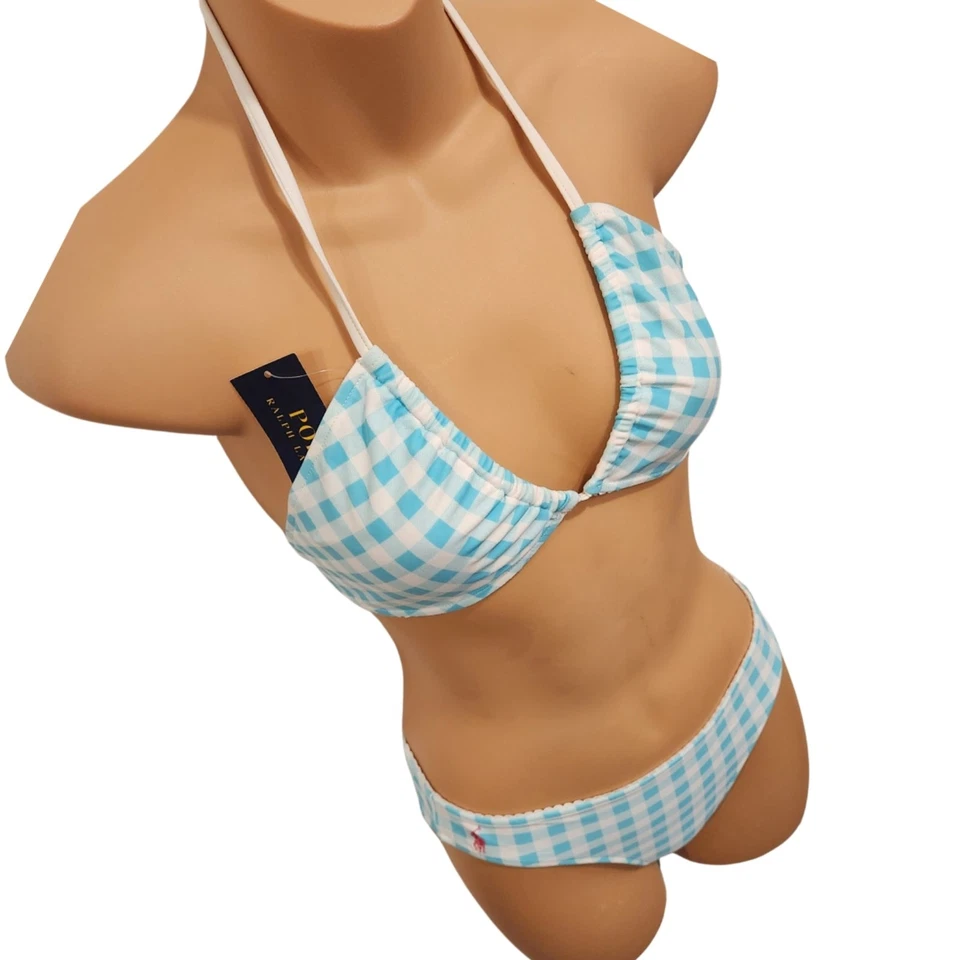 NUEVO CON ETIQUETAS Ralph Lauren Niñas Azul Guinga Dos Piezas Bikini Traje de Baño Talla 14 $60 Foto 3 de 4