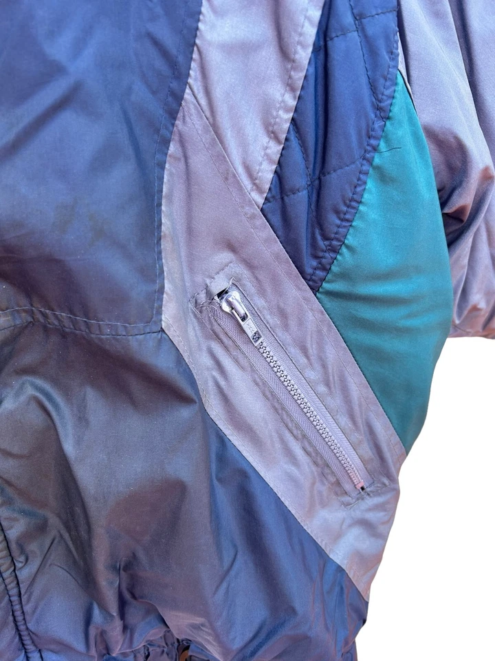 VTG 90s Steep Slopes Ski Jacket mens L blue purple silver green color block EUC - Image 4 of 4