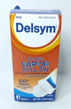 Delsym Adult No Mess Vapor Roll On 1.76 oz Cough Suppressant Exp 9/25