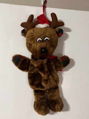 Vintage Weihnachten Rentier Strumpf Plüsch 20 Zoll braun kariert House of Lloyd 3D Spielzeug - Bild 13 von 16