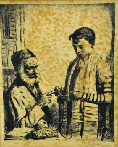 Nathan Steinberg (1893 - 1976) Bar Mitzyah” Etching Inscribed and (BI#MK/191217) - Picture 7 of 12