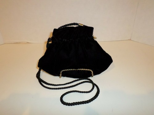 Cartera de noche en forma de carcasa de terciopelo negro La Regale muy bonita - Imagen 3 de 4