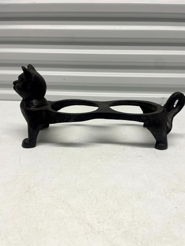 Black Kitty Cat Cast Iron Food Water Raised Dish Bowl Holder Stand 13-inch - Picture 3 of 11