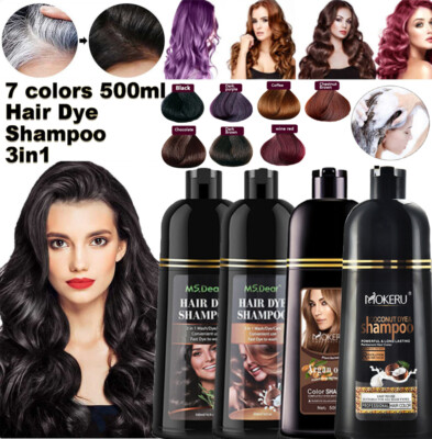 MOKERU Schwarzes Shampoo Haar Färben Black Hair Dye Haarfarbe Färbemittel 500ml