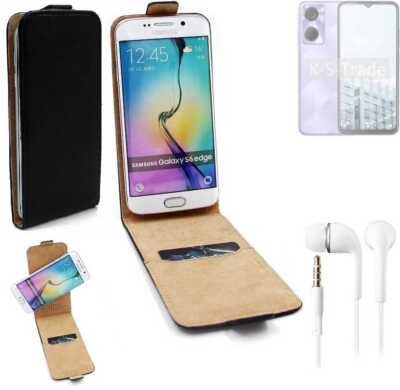 360° Schutz Hülle für Tecno Pop 6 + Kopfhörer Flip Case Universal schwarz Ku
