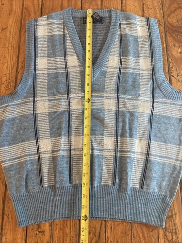 Troy Hill Vintage Mens Sleeveless Sweater Vest Blue Gray Virgin Acrylic - Picture 11 of 14