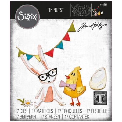 Vault Easter Bunny & Chick Sizzix Thinlits Die Set by Tim Holtz 666561 NEW!