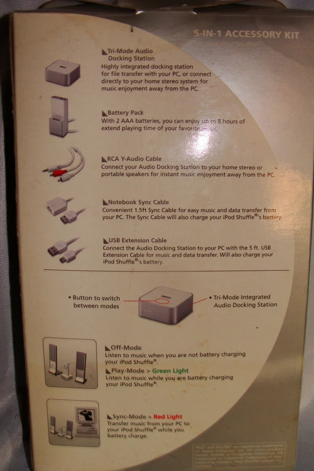 RadioShack 5-in-1 Accessory Kit for your iPod Shuffle NEW - Image 2 of 4