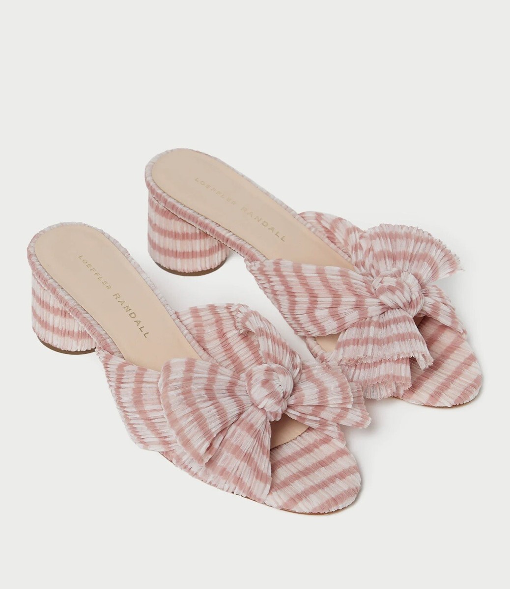 Loeffler Randall Emilia Soft Pink Gingham Signature Bow Heel