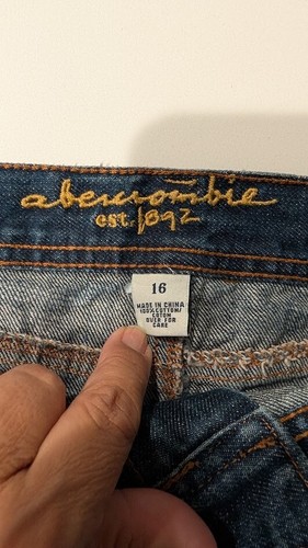 Girl' Abercrombie & Fitch Jean Mini Skirt Raw Hem Sz 16 (30 waist Distressed Vtg - Picture 9 of 13