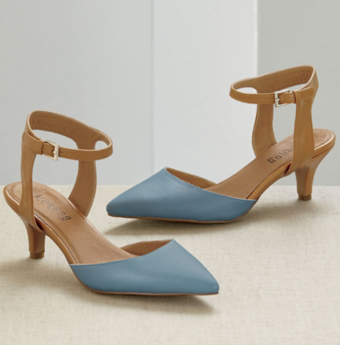 Color Block Ankle Strap Heels Pumps 