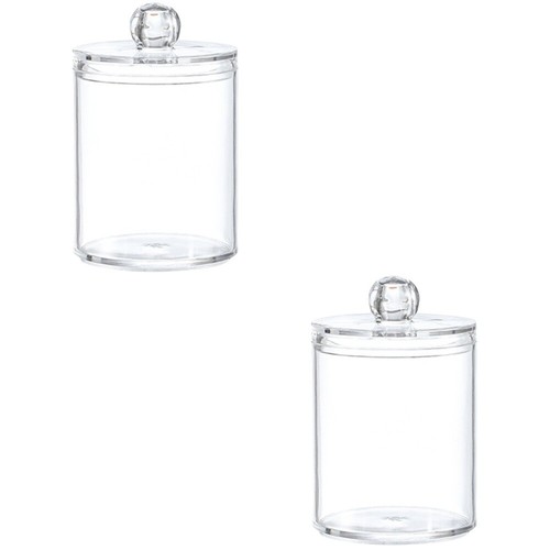 2x Bathroom Canisters Glass Jar with Lid Cotton Pad Container - Picture 10 of 12