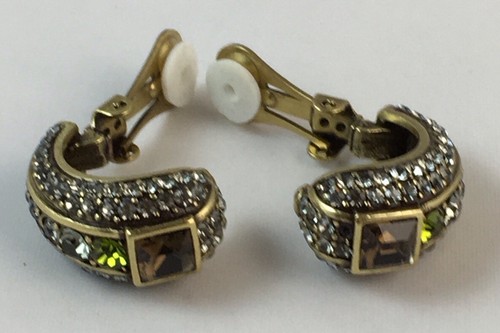 HEIDI DAUS "Infinite Magic" Crystal-Accented Hoop Earrings ~ Clip on backs - Picture 8 of 10