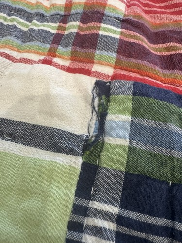 Pottery Barn Kids Patchwork Madras Quilt Full Queen + 2 Standard Shams 3 pcs. - Picture 5 of 14