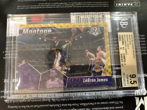2019-20 Panini Mosaic LeBron James Montage Mosaic Gold 1/10 BGS 9.5 Lakers