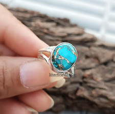 Blue Copper Turquoise Ring, 925 Sterling Silver Ring, Women Ring, Handm All Size