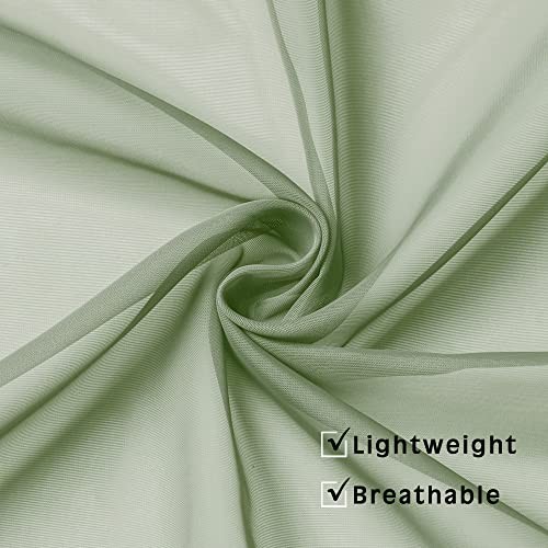 Sheer Curtains 36 Inches 2 Panels Set - 42"W x 36"L (Pack of 2) Sage Green - Picture 4 of 6