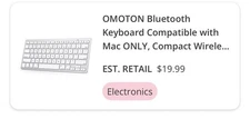 OMOTON Bluetooth Compact Wireless Keyboard, Portable, Mac Compatible, White