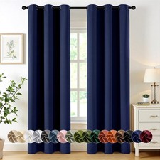 Navy Blue Blackout Curtains for Bedroom Living Room 78 Inches Long 2 Panels, ...