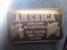 America Bicentennial 1776 - 1976 Flags 999 Silver 1 oz Ingot Medal -