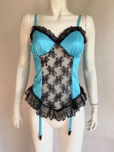 Vintage NAN FLOWER Baby Puppe Teddy schwarz Spitze Strumpfbänder Dessous Gr. LARGE 1980er