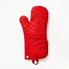 Oven Mitt with Hanging Loop and Silicon Gripper Red Figmint Holiday