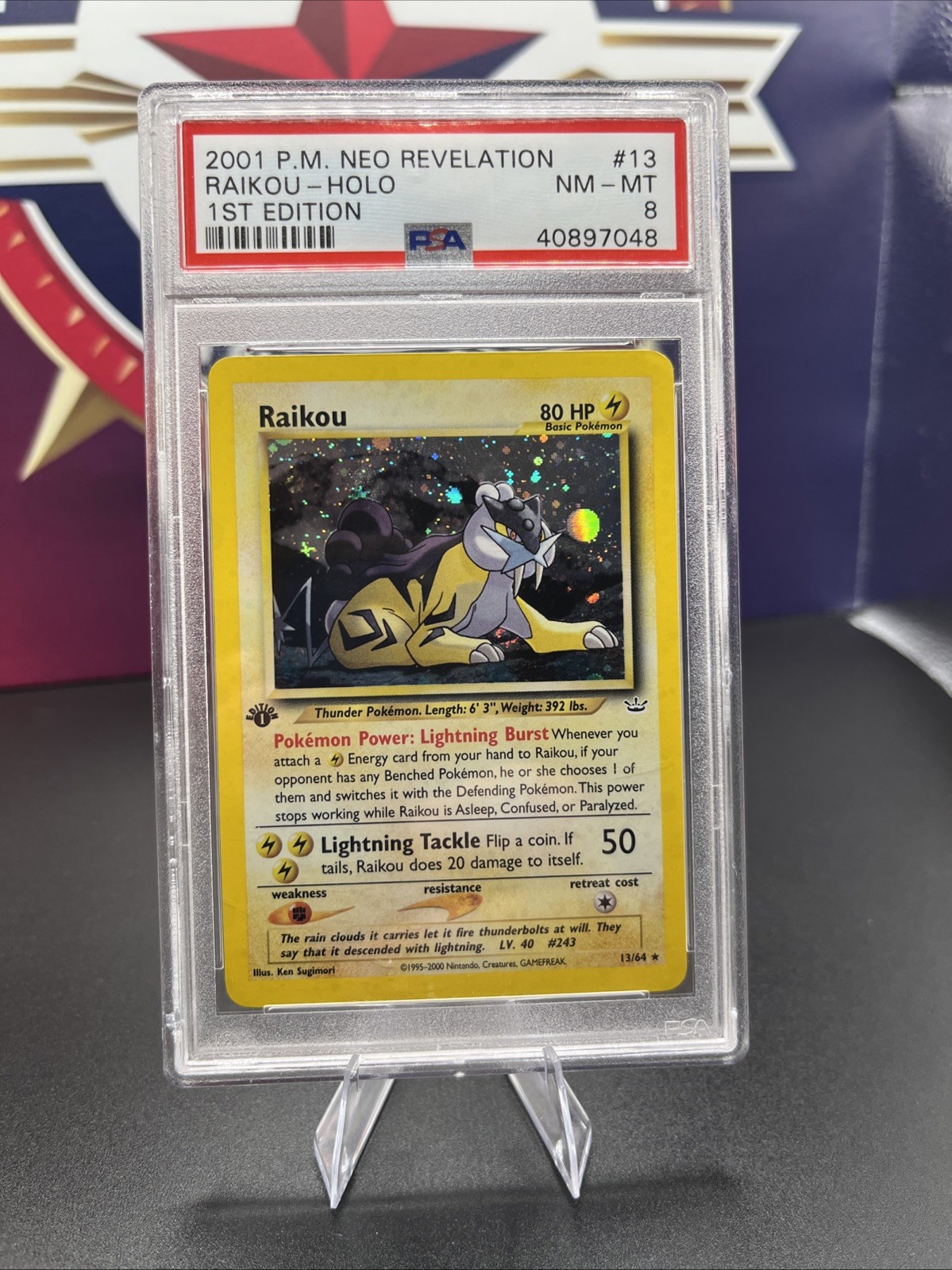 Raikou 13/64 Neo Revelation Holo 1st Edition PSA 8