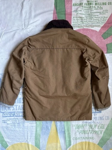 Vintage 60’s French Canadienne Brown Canvas Barnstormer Jacket Medium Shearling image 9