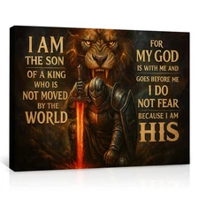 Warrior Knight Lion God Canvas Print Poster Wall Art Christian Artwork Decor