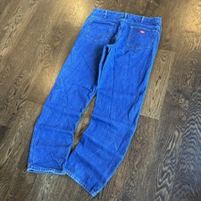 Vintage Dickies Jeans Men's 38x34 Blue Denim Workwear 90s Grunge Y2K Red Tab