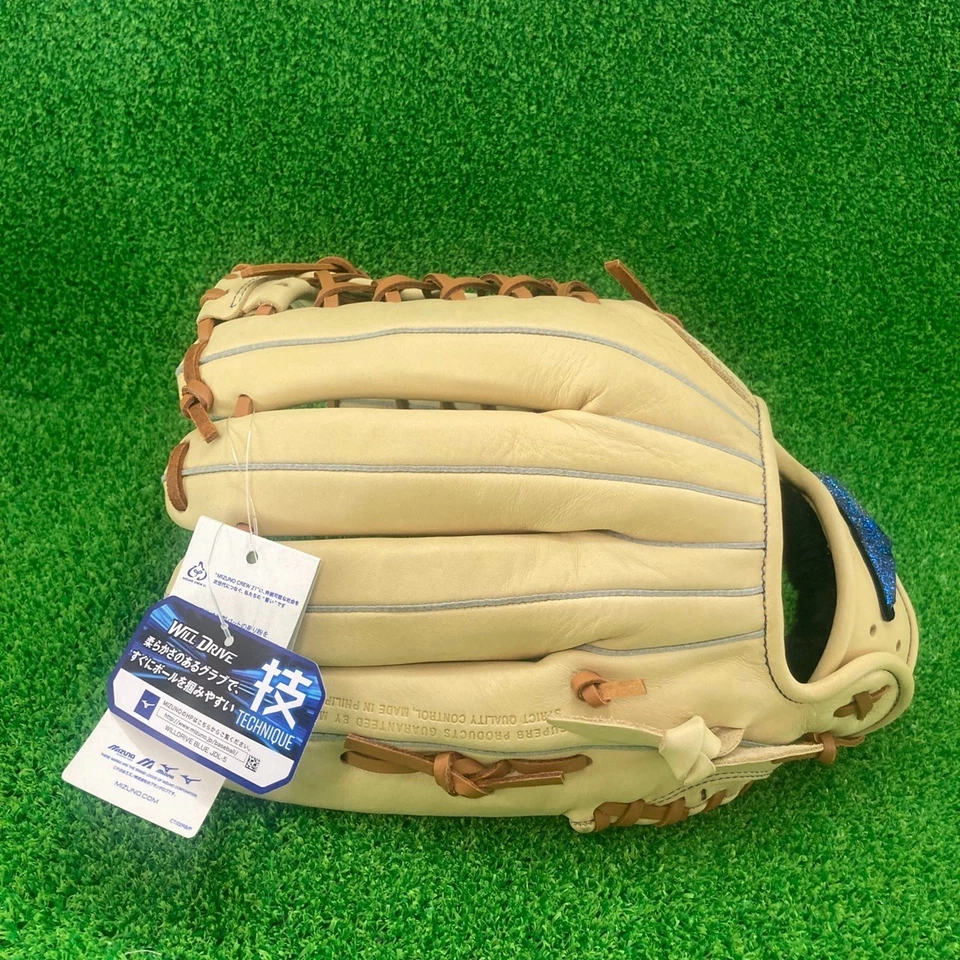 Guante de béisbol MIZUNO Japón MIZUNO WILLDRIVE AZUL Outfield derecho 12,5 pulgadas Foto 3 de 4