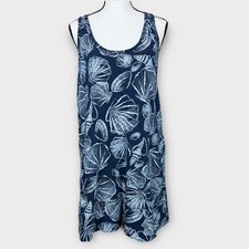 Fresh Produce Sleeveless Blue Shells All Over Print Cotton Knit Dress Womens M