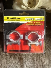 Traditions Scope Rings A791MA Alumunim 1" Medium Matte Silver Fits Weaver