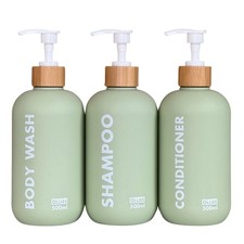 Shampoo and Conditioner Dispenser Set of 3, Refillable 17oz Bottles for Bathroom