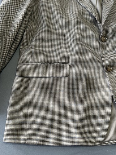 LAUREN Ralph Lauren Single Breasted Blazer Mens 44R Houndstooth Tan Multi Wool - Picture 5 of 13